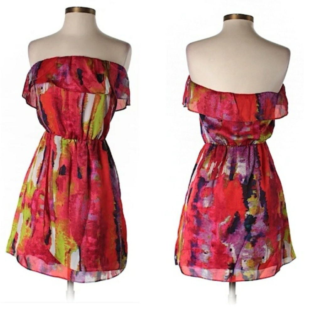 Miss Me Red and Orange Off-the-Shoulder Dress
